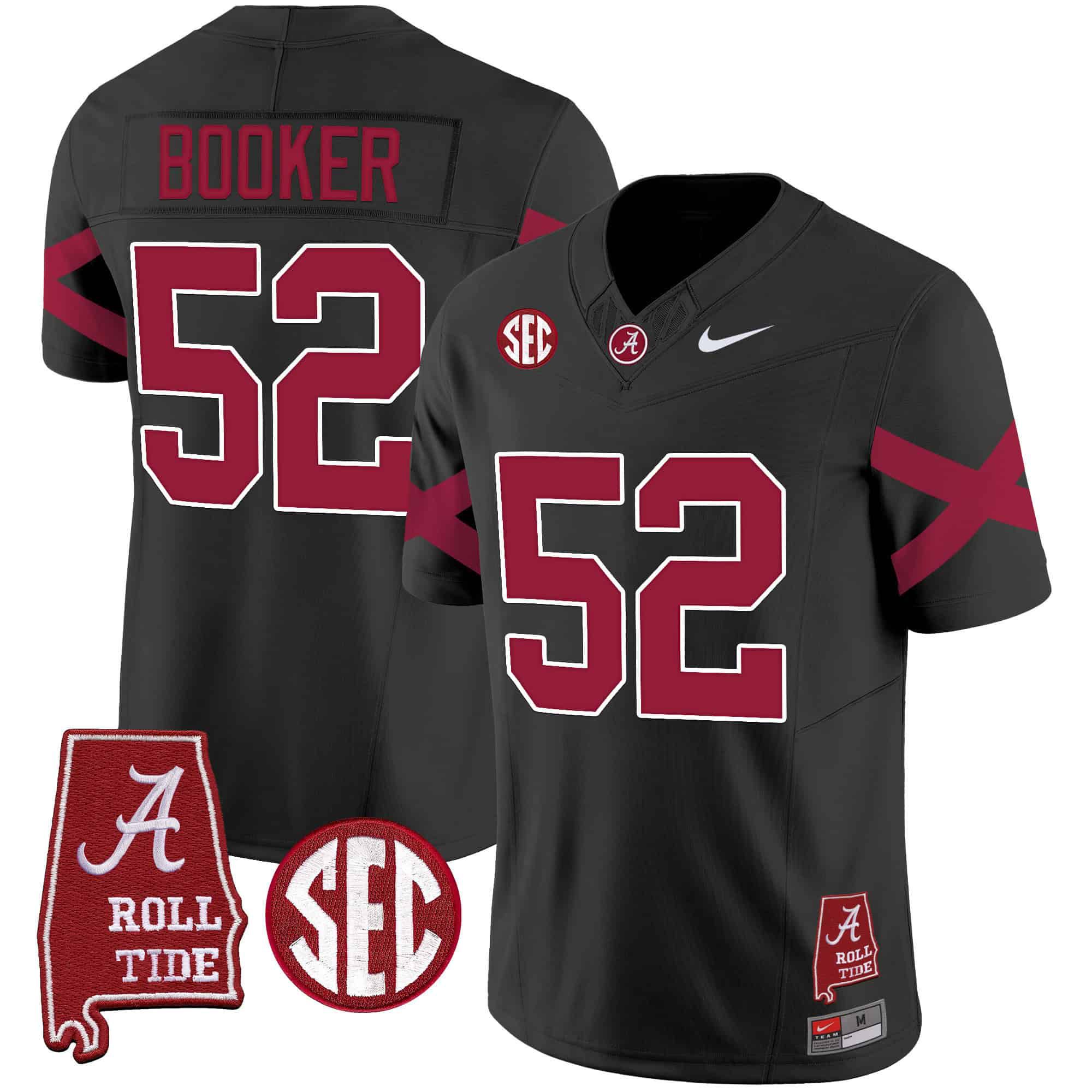 Men Alabama Crimson Tide #52 Booker Black Map Vapor Limited 2024 Nike NCAA Jersey
